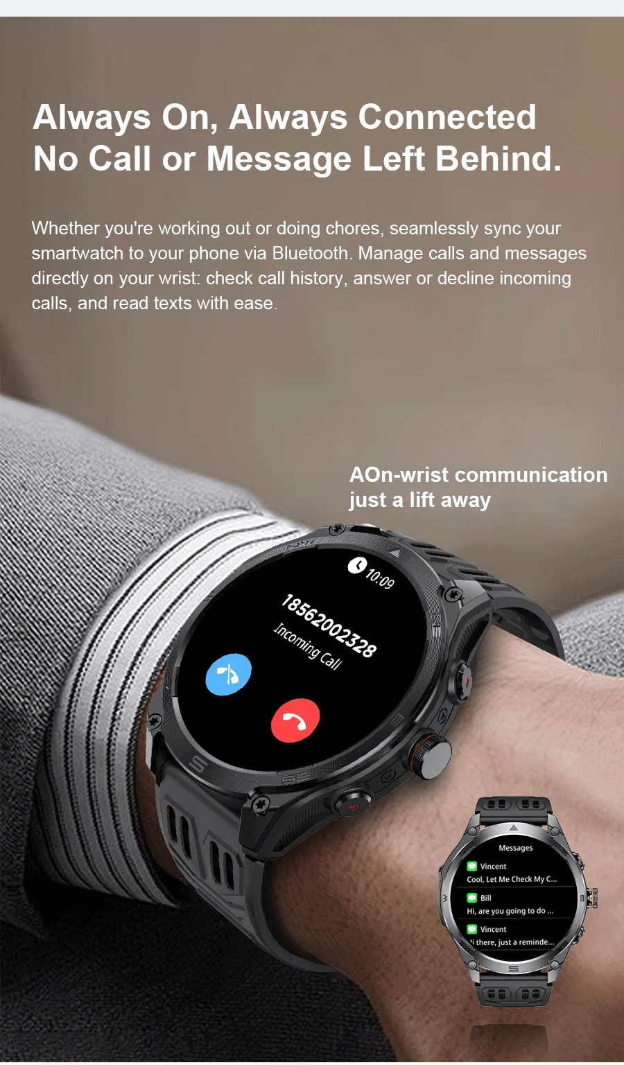 2026 Militärische Ultra-GPS-Smartwatch mit 1000mAh Akku, 10ATM Wasserdicht, Kompass, Taschenlampe, Sport-Tracker, HD-Anruf, Smartwatch für Herren – Detail 10