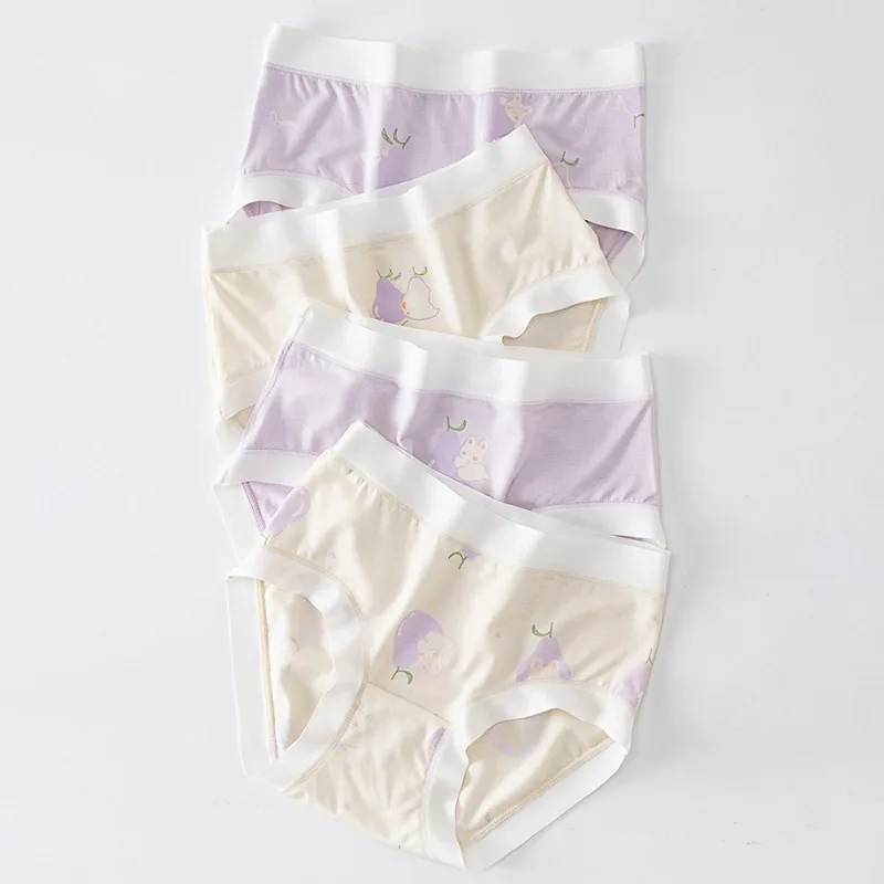 

4PCS Summer Girls Cool Thin Breathable Panties Kids Cute Print Underwears 5+y Young Children Soft Comfort Antibacterial Knickers