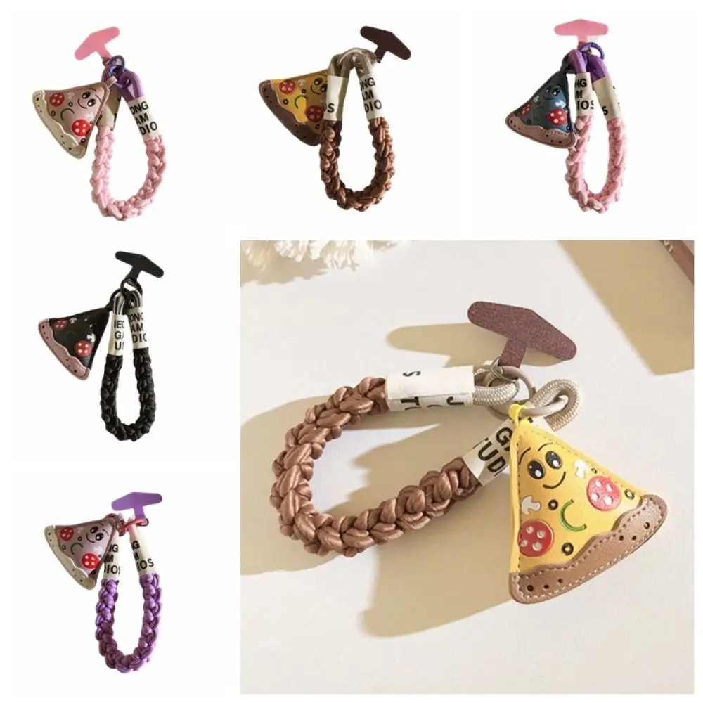 

Anti-lost Leather Pizza Pendant Wrist Strap Rope Universal Lanyard Strap Creative Charm Hanging Lanyard Keychain Gifts
