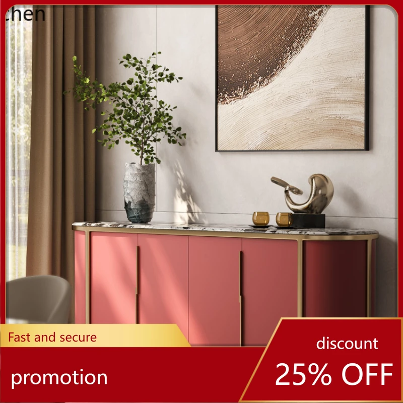 

HT light luxury natural marble dining side cabinet high-end modern wall solid wood decorative cabinet