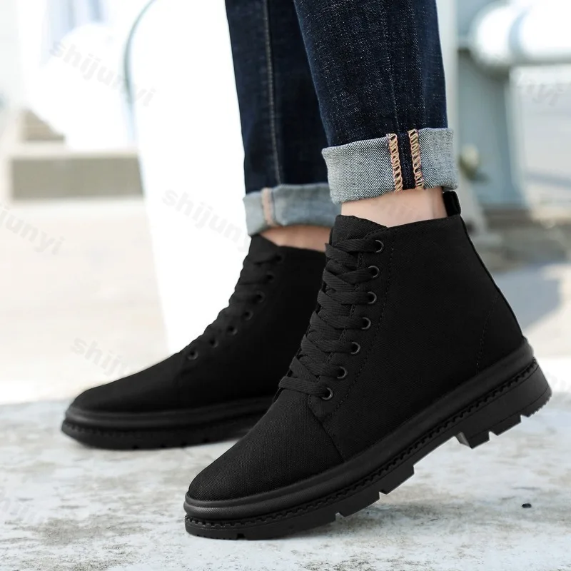 Spring New Chunky Boots for Man Hidden Heels 8cm 10cm Elevator Shoes Unisex Leisure Breathable Lace Up Outdoor Versatile Shoes