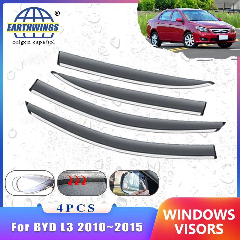 

Wind Shield for BYD F3 Plus 2013 L3 2010~2015 F5 Accessories Deflectors Car Window Rain Eyebrow Guards 4x Awning Trim Parts 2014