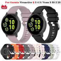 18mm 20mm 22mm Silicone Strap For Garmin Vivoactive 6 5 4 4s Band Watch Venu 3 2 2s 3s SQ Forerunner 970 165 Bracelet Wristband