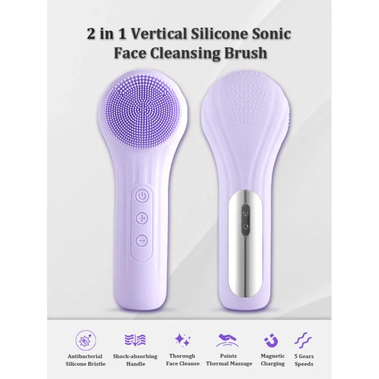 1/3pcs New Sonic Silicone Facial Brush Cleaner Vibration Massage Pore Deep Cleaning Scrubber Waterproof Silicone Facial Cleanser