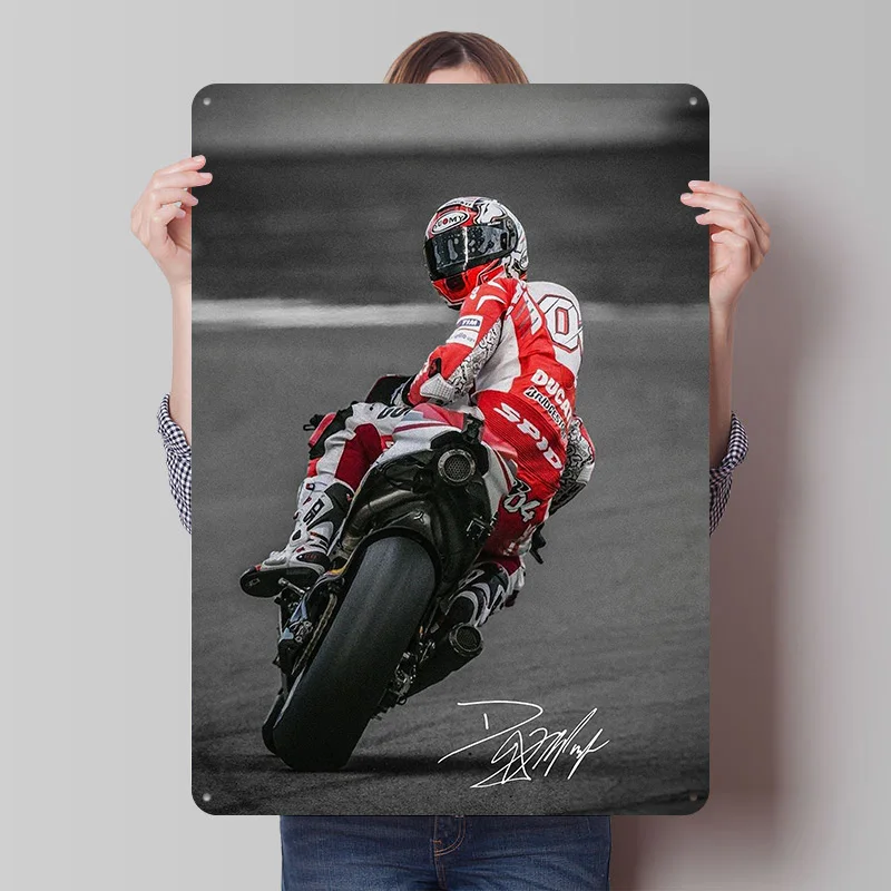 Andrea Dovizioso MotoGP Tin Sign Wall Art Poster Vintage Metal Signs para Homem Caverna Decoração Vintage Home Decor Itens Interior
