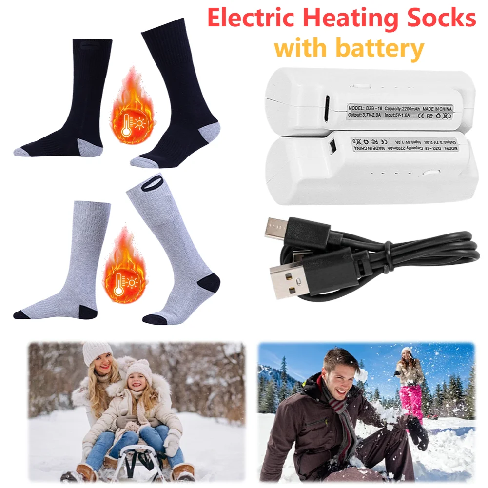 Winter Electric Heated Socks and Portable Power battery Washable Warm Winter Heating Socks Unisex Elasticity for Outdoor Travel