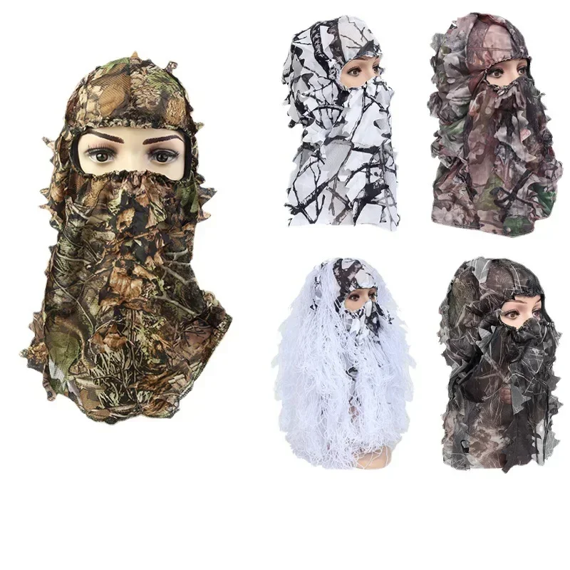 3D Tactical Camouflage Mask Outdoor Hunting Ground Full Face Scarf Uv Breathable Outdoor Riding Accessories