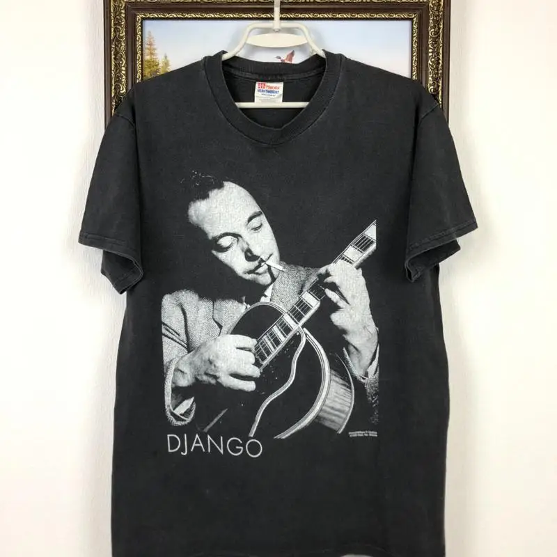 Vintage Django Reinhardt Band Shirt Guitar Jazz Tee Rare Over Print Size M