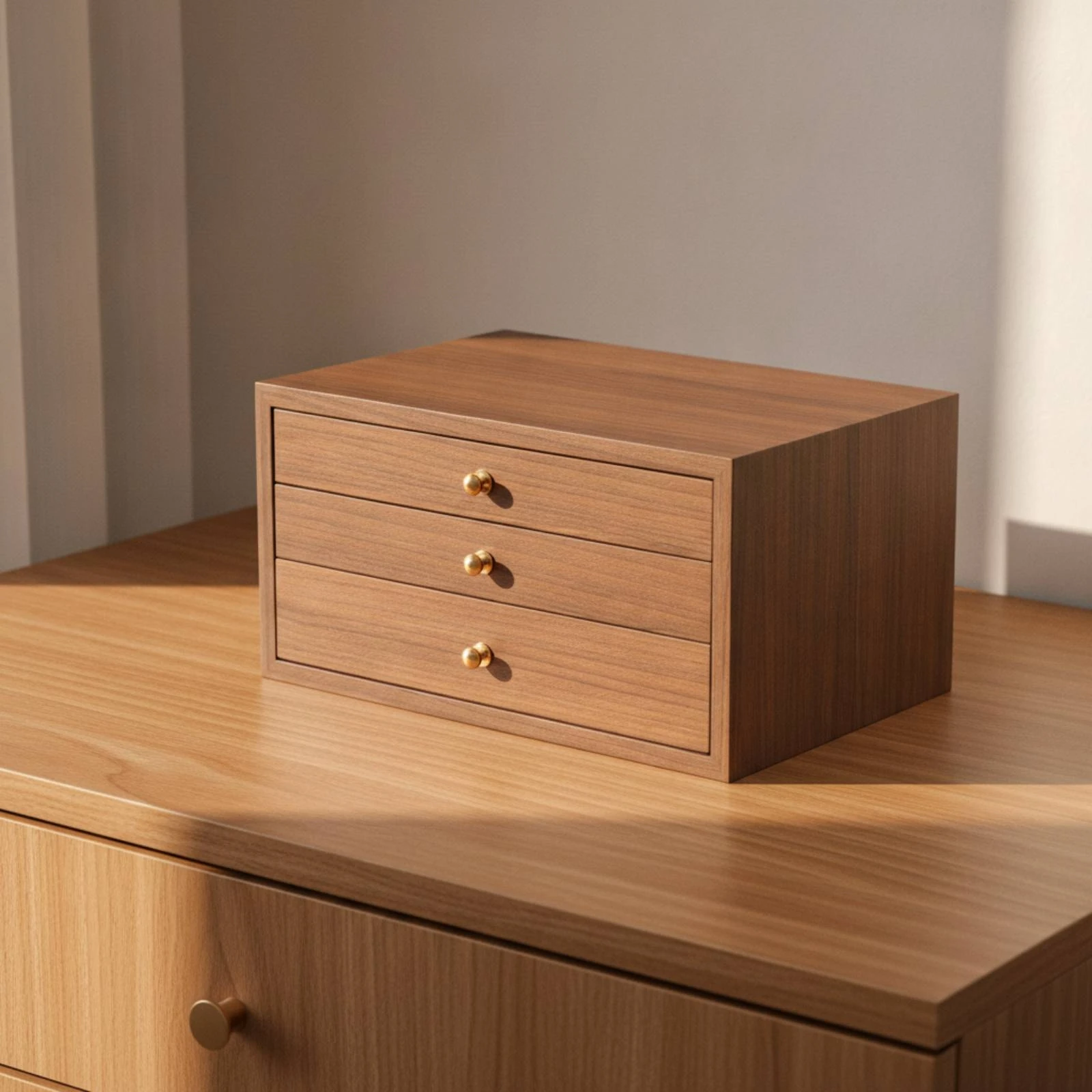 Wooden Jewelry Storage Box Dust-Proof Compartmented Jewelry Storage Box with Lined Interiors Wood-Grain Finish Multi-Compartment