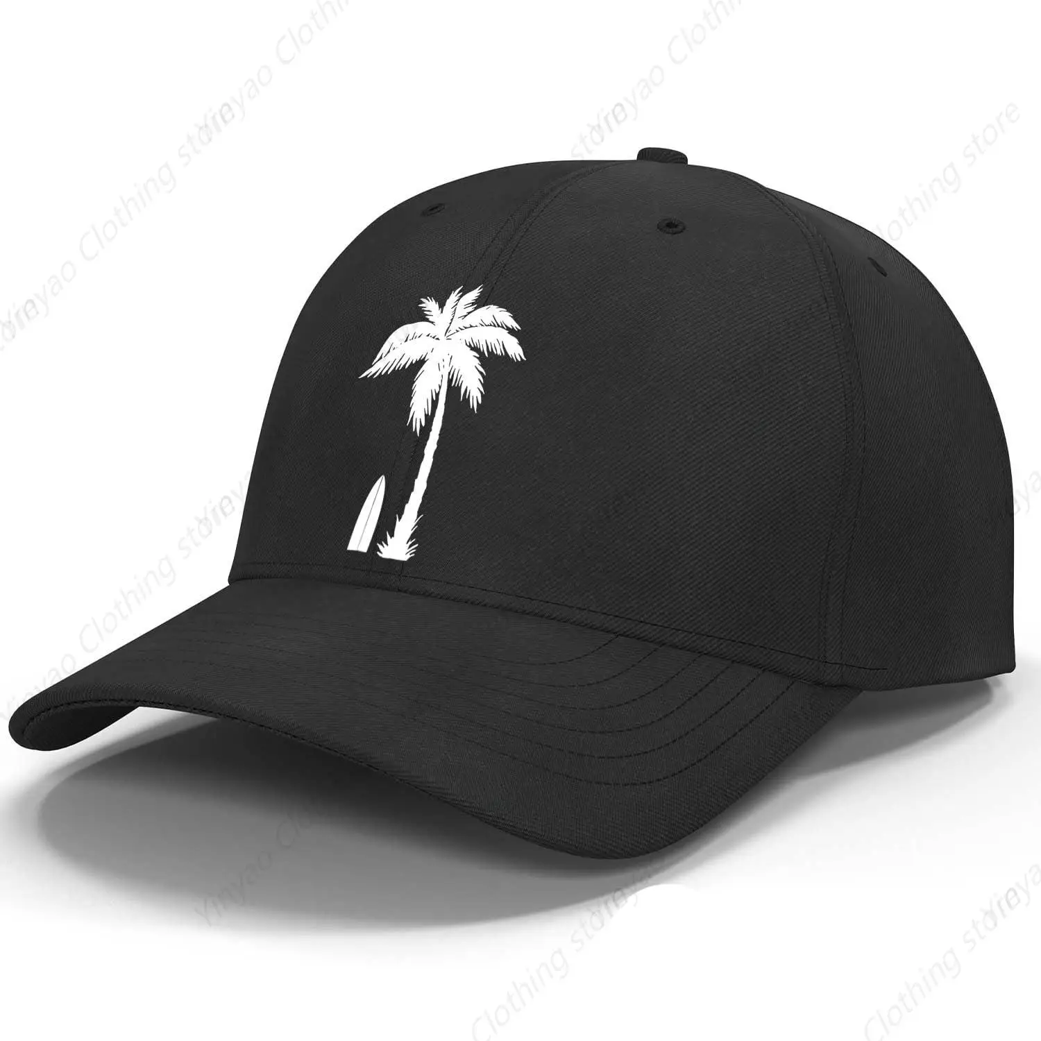 Fashionable palm tree patterned baseball cap outdoor sports dad cap men's and women's adjustable duckbill cap