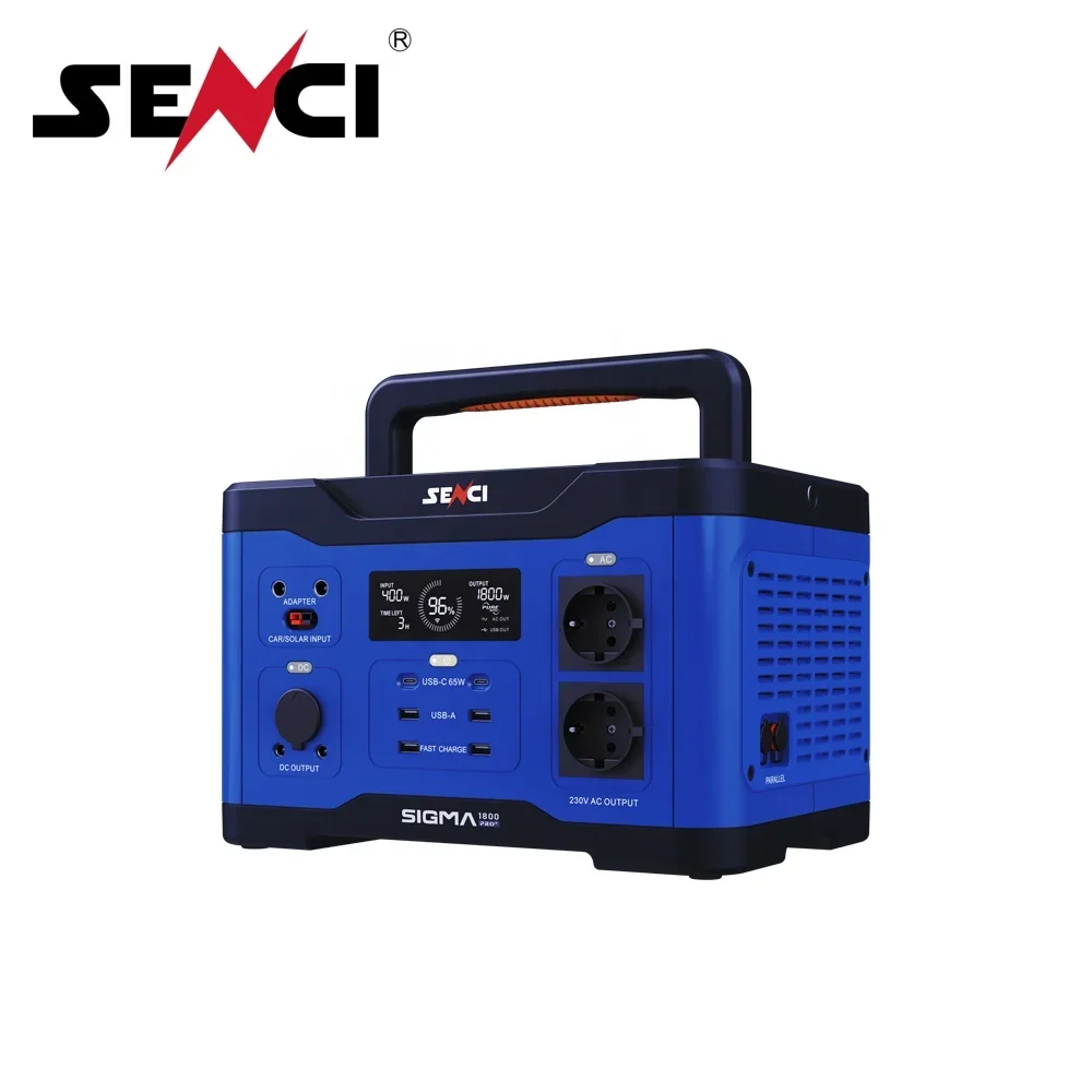 Senci USB 충전 휴대용 발전소 비상 전원 공급 장치, 12V DC 출력 에너지 저장 배터리 포함, 1800W, 1800W, 1600wh