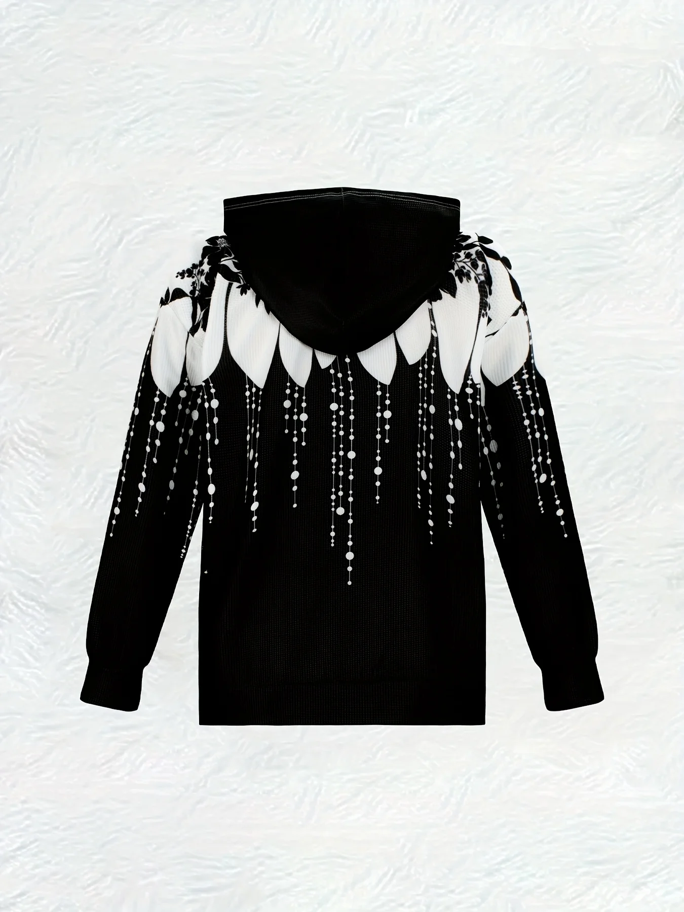 Women's Long Sleeve Hooded Jacket Floral Print Beaded Embellished Casual Spring Autumn Outerwear Lightweight Layering Top