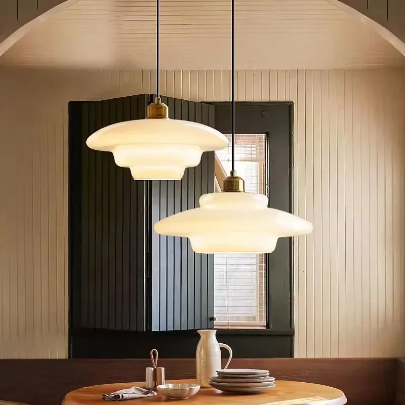 

Modern White Glass Pendant Lamp Art Decor Milk Glass Pendant Light LED E27 Light Fixtures for Dining Room Restaurant