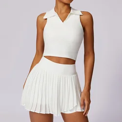 Ensemble jupe et short de sport sexy pour femme, vêtements d'extérieur pour yoga, tennis, gym, course à pied, fitness, golf, danse, badminton, ventiler, 2 pièces