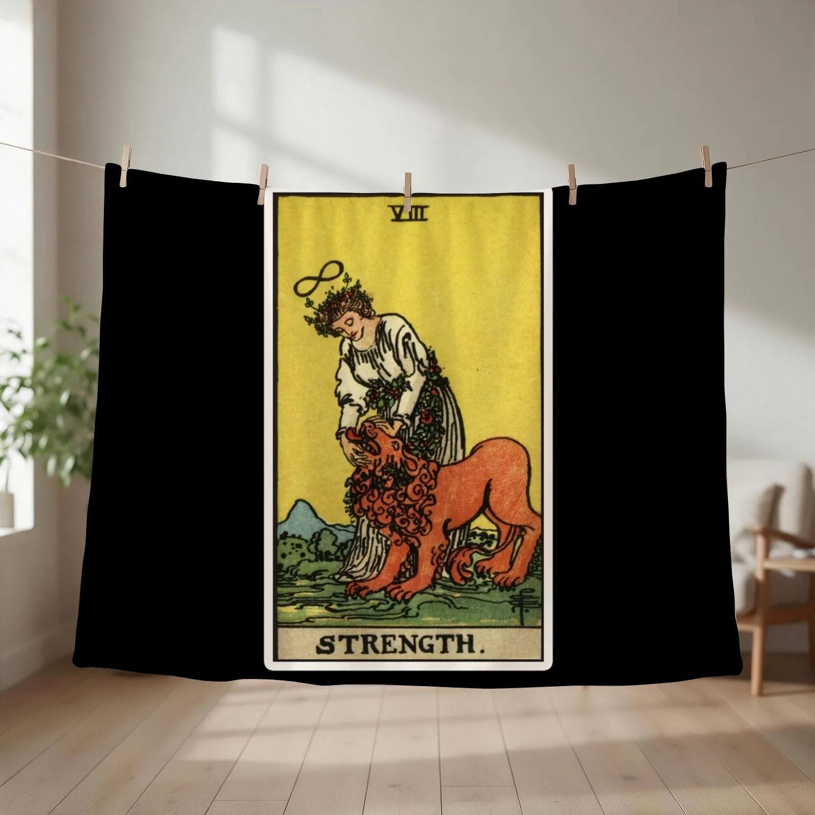 VIII. Strength Tarot Card Throw Blanket couch cozy soft plush fuzzy picnic outdoor blanket