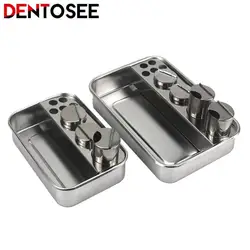 304 Stainless Steel Dental Nail Dressing Plate Instruments Storage Box with 3/4 Bottles, for Nail Salon Sterilization Containe/