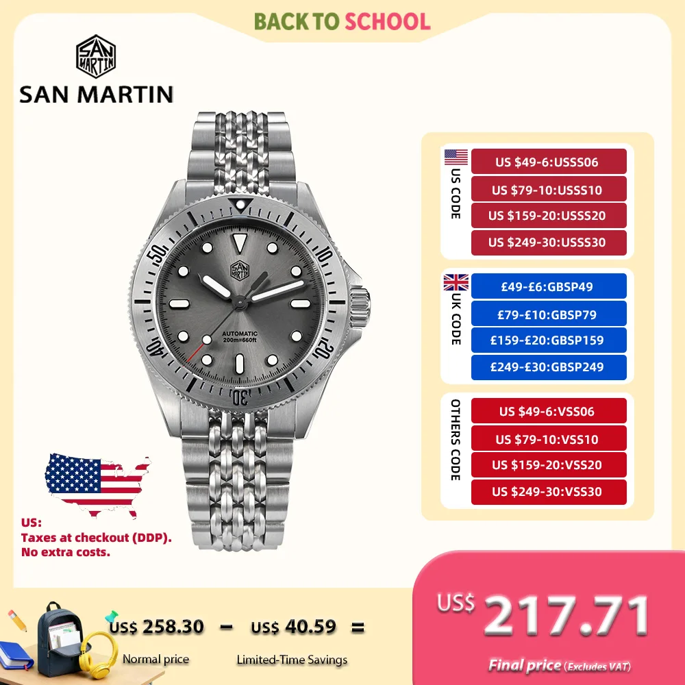 

San Martin 38.8mm NH35 Watch Men For Diving Sport Saat On The Fly Adjustable Clasp Enamel Dial Sapphire Relojes 20Bar SN0044B