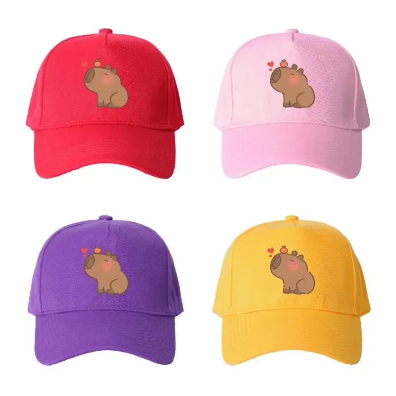 Regulowana czapka z daszkiem chroniąca przed słońcem, unisex, z uroczym nadrukiem kapibary, bawełniane czapki w stylu vintage do podróży na świeżym powietrzu