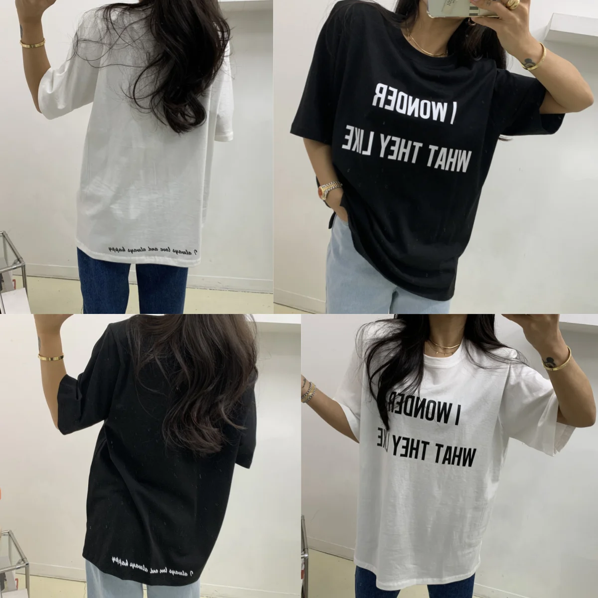 

Sweet And Cool Color Collision Letter Print Loose Short Sleeve T-Shirt Backswing Subtle Mechanism Korean Style Spring Autumn ...
