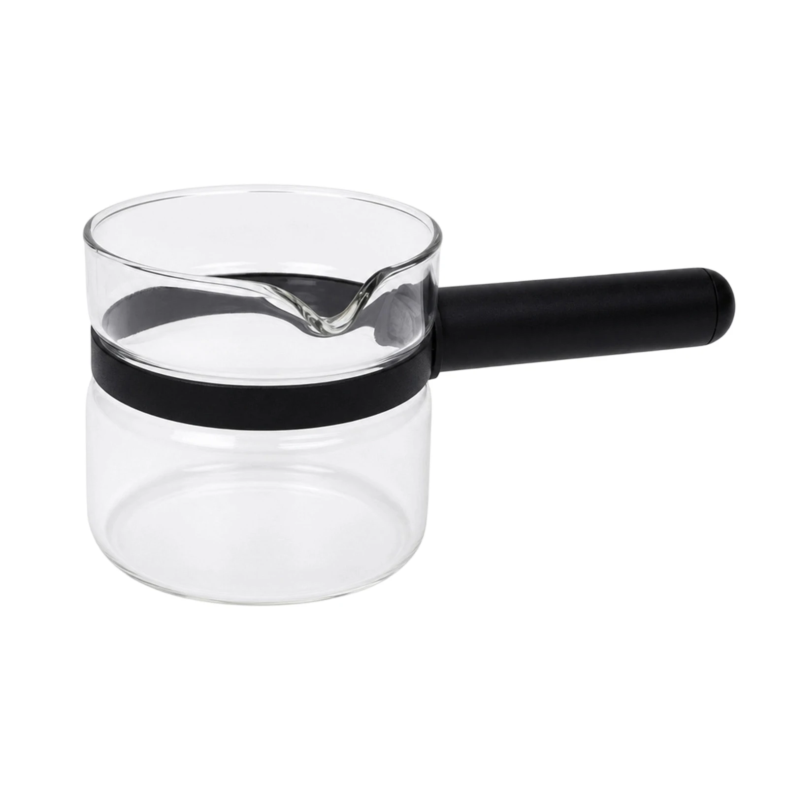 Carafe en verre borosilicate pour café et thé avec poignée ergonomique, cafetière résistante à la chaleur adaptée au micro-ondes et au lave-vaisselle, bec verseur anti-goutte et design transparent de 19x9x9cm