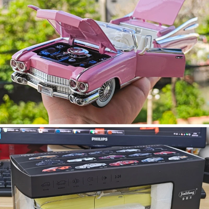 

1:24 Street Car Edition Cadillac Big Rocket Sound and Light Литье под давлением Модель автомобиля Модный орнамент-головоломка Коллекционная