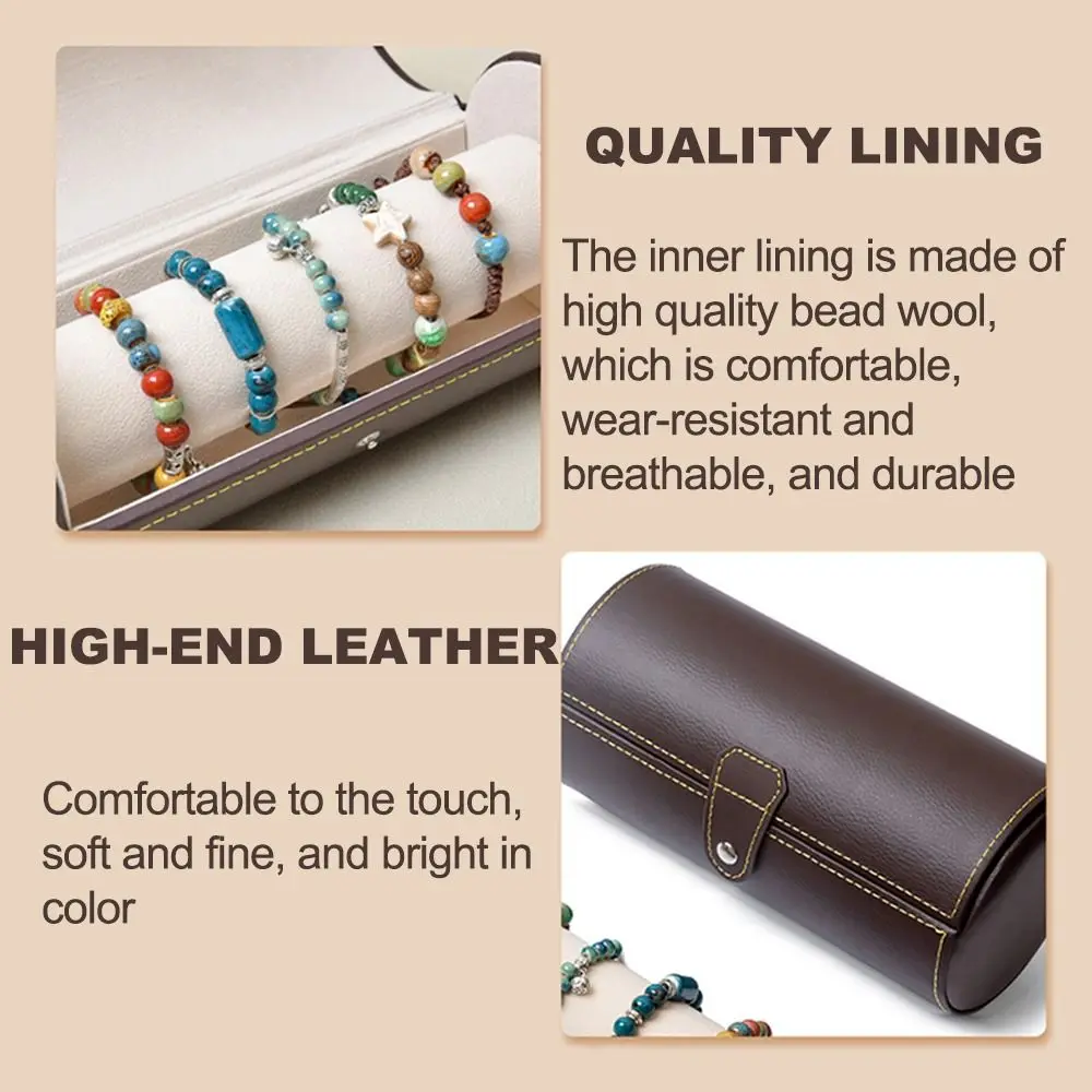 Portable Watch Roll Travel Case Vintage PU Leather Watch Display Box Compact Thickened Bracelet Storage Rack Jewelry Accessories