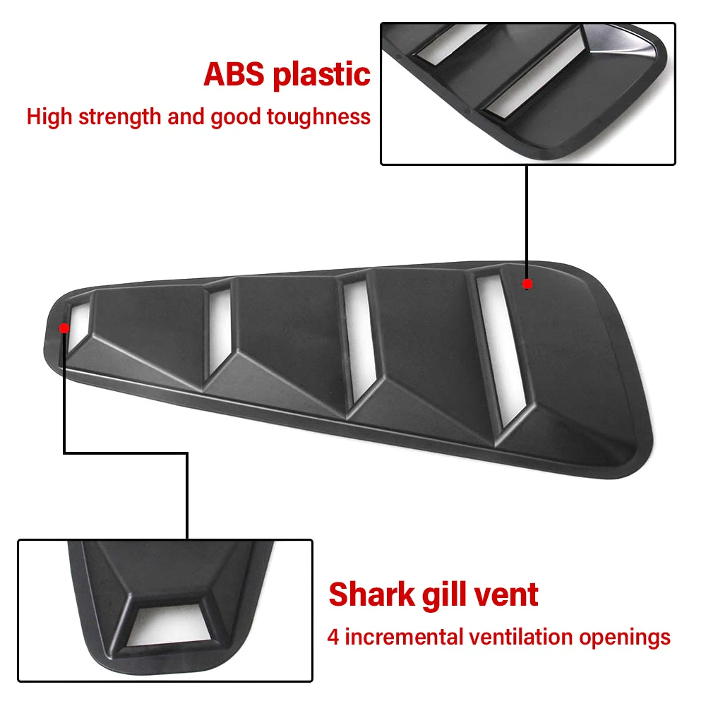 1Pair 1/4 Quarter Side Window Louvers Scoop Cover Vent For Ford/Mustang 2005 2006 2007 2008 2009 2010 2011 2012 2013 2014