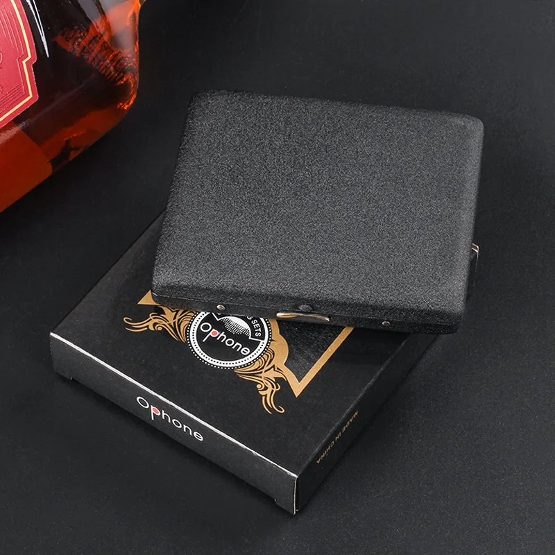 Premium Black Matte Cigarette Case Dual Size Metal Pocket Holder Slim Crush Proof Cigarette Storage Box Gift for Men Smokers view 5