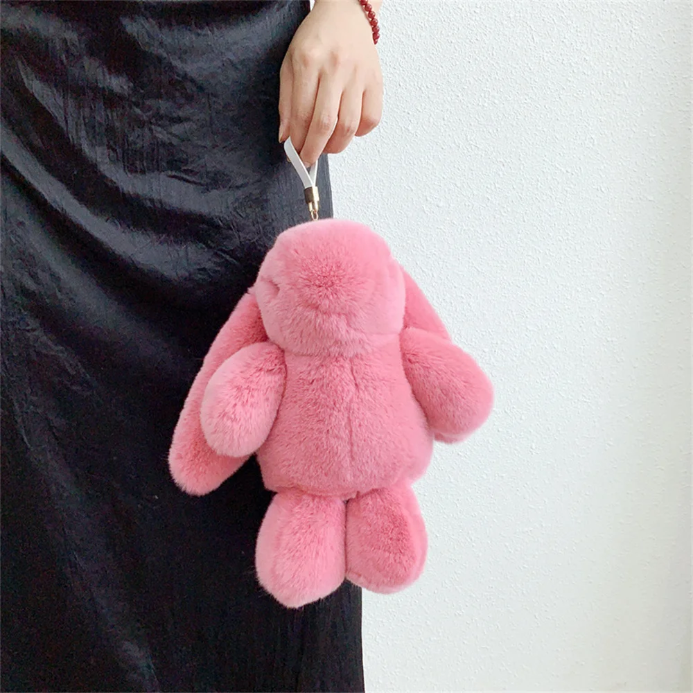 

Rabbit Fur Bear Pendant Keychain for Women Bag Key Chain Pendant Keyrings Luxury Decoration Jewelry Bag Hanging Accessories Gift