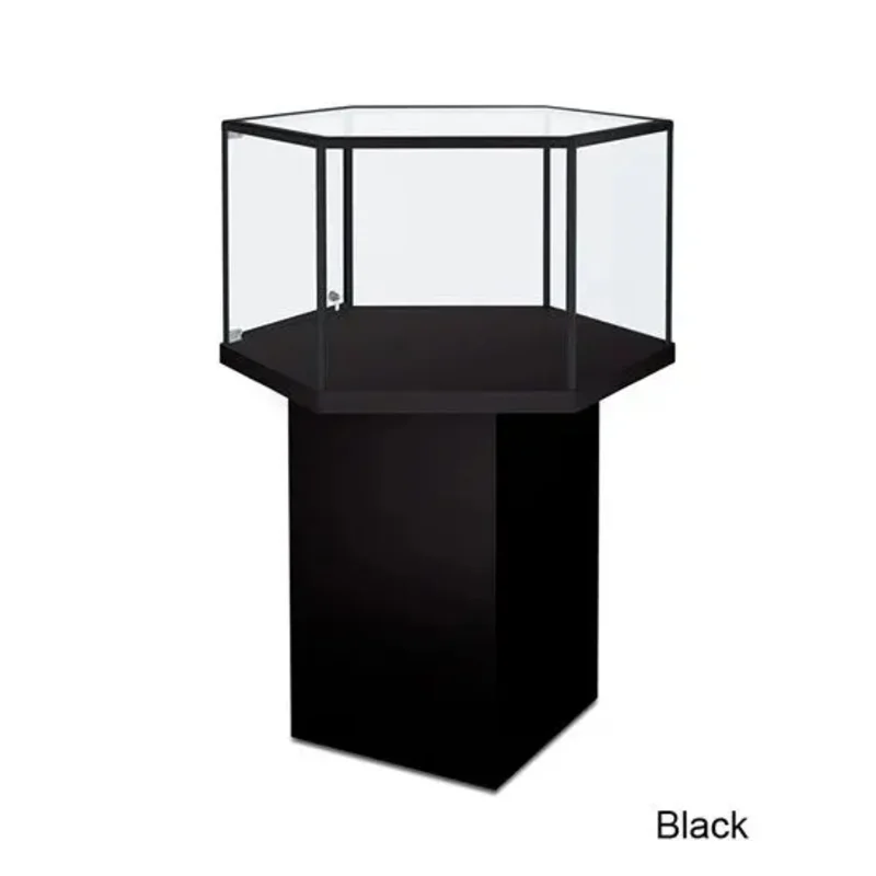 

Customize.Hexagonal Jewelry Pedestal Stand Square Shape Pedestal Display Showcase Retail Rotating Display