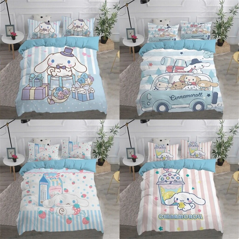 

2/3 Piece Duvet Cover Set Cartoon Cinnamoroll Pillow Case Duvet Cover Bedding Girls Boys Teen Room Decor Cute Kawaii Light Blue