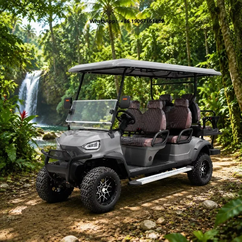 Electric Golf Cart with 5-6 Seats 30-50Km/h Speed 70-90km Range CE Certified Rear Seat for Resort & Hotel Transportation LYH