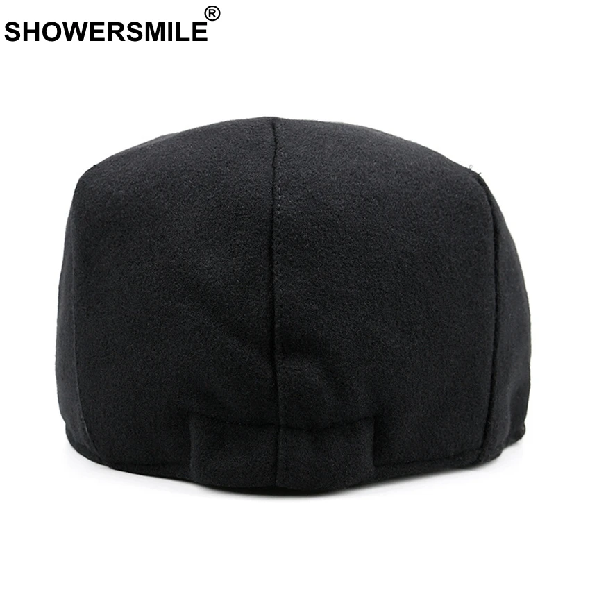 SHOWERSMILE-boina azul marino Unisex, gorro de lana, grueso, cálido, ajustado, clásico, Vintage, pico de pato, hiedra, Invierno