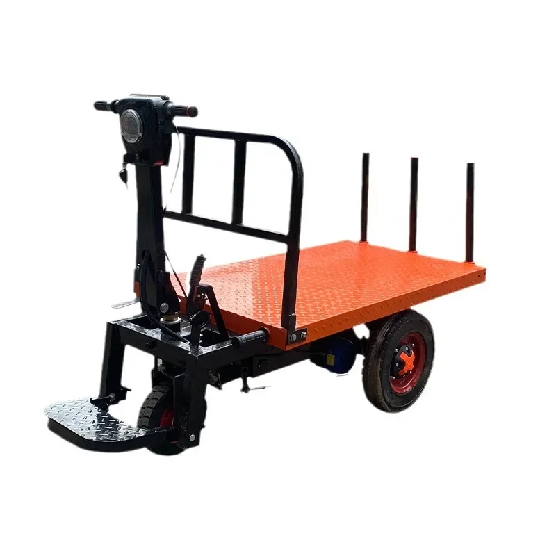 Electric three-wheeled flatbed truck can stand and sit, push the dump truck to load, flatbed truck for breeding and handling