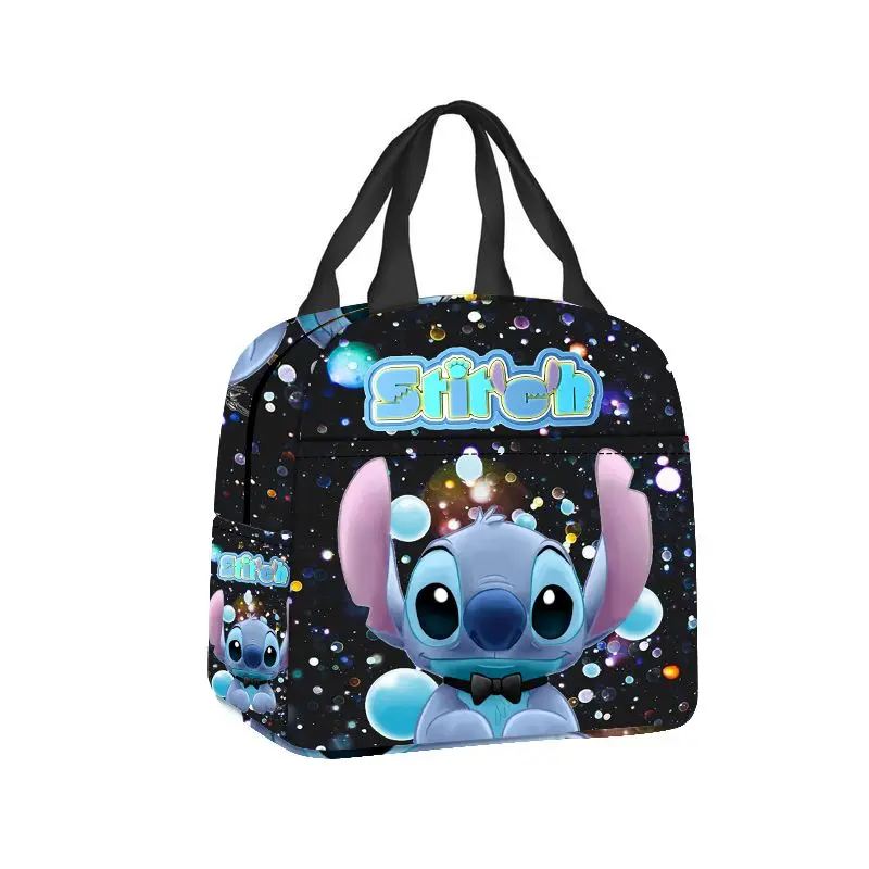 Disney Lilo & Stitch Cartoon Male and Female Students Portable Meal Bag Outdoor Camping Large Capacity Waterproof Storage Bag