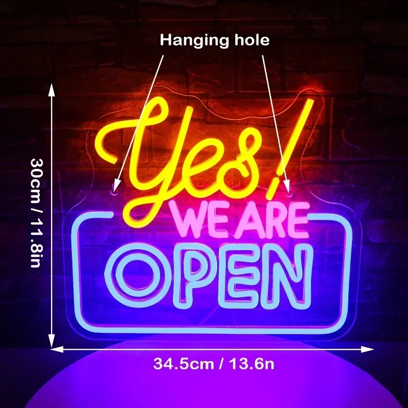 Imagem -06 - Neon Dimmable Led Light Sign Placa de Publicidade Empresarial Display Sign Bar Shop Coffee Salon Hotel Store Sim Estamos Abertos