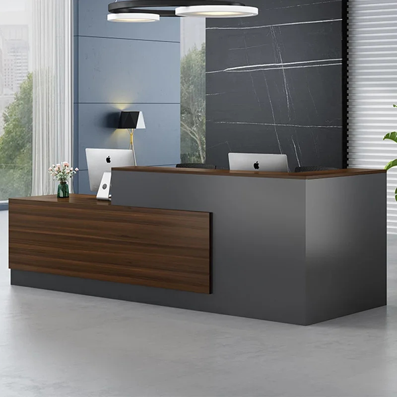 Furniture Simple Design L Shape Office Wooden Company Hotel Front Reception Desk for Lobby