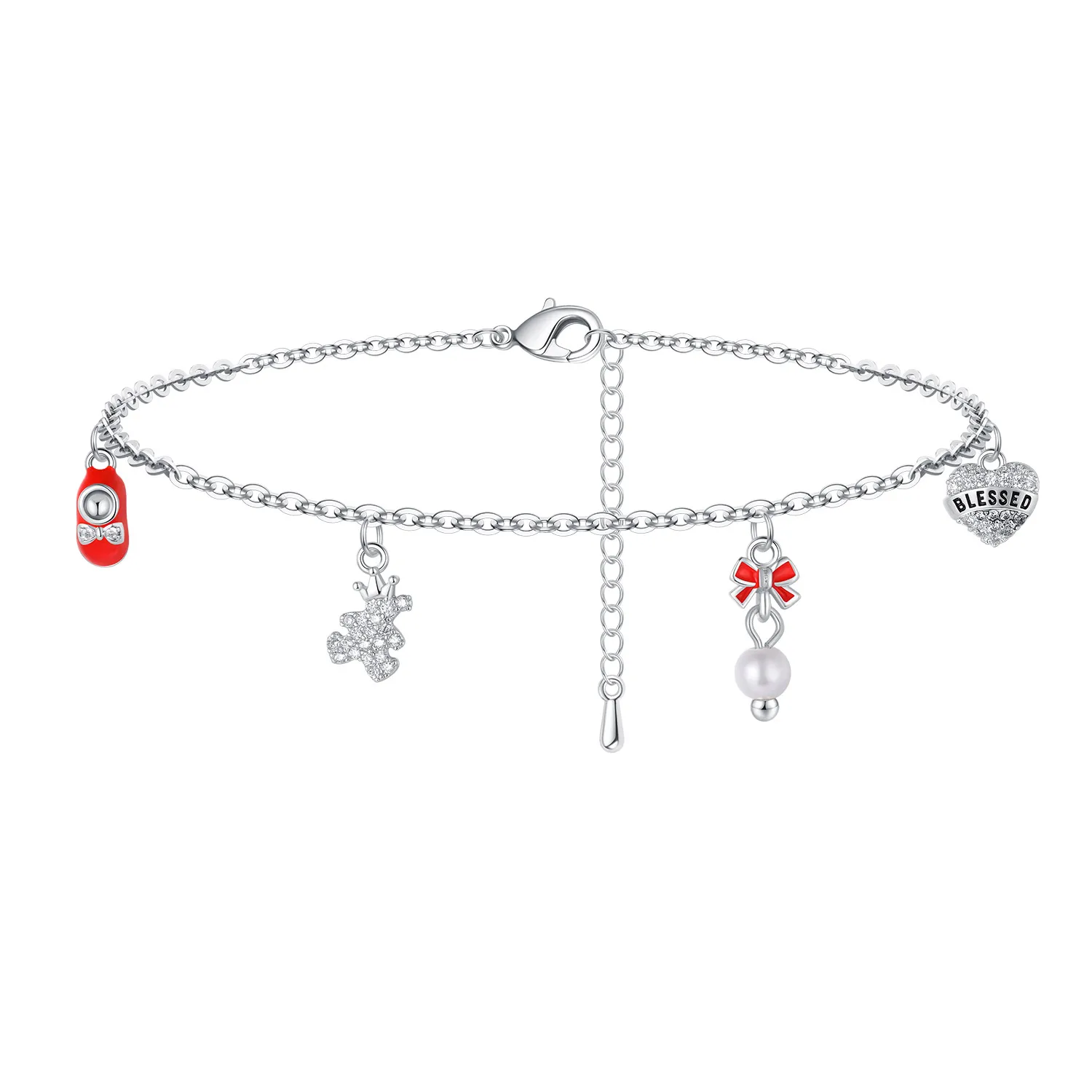 Cute Bear Shoe Heart Bow tie Charms Bracelet Kids Girls Little Child Adjustable Jewelry Gift