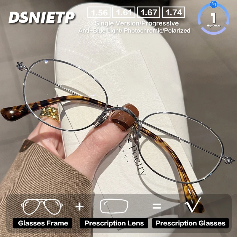 

DSNIETP Fashion Quality Prescription Glasses Women Round Progressive Photochromic Anti Blue Light Reading Glasses Myopia Eyewear