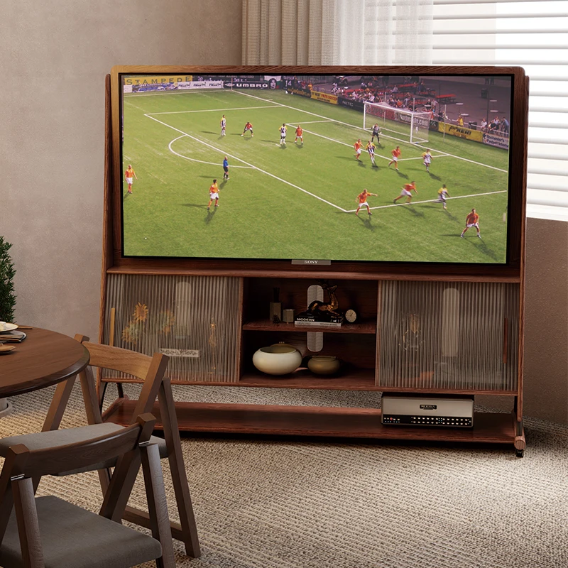 Solid wood removable TV cabinet, living room household small apartment storage locker