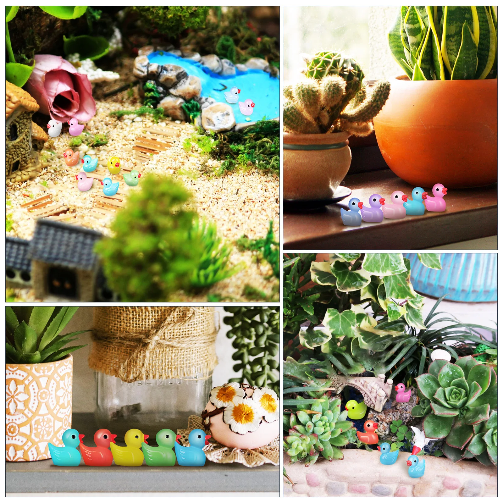 

150 pcs In The Dark Mini Resin Ducks Small Animal Figurines For Home Mini Resin Ducks Garden Decor Car Ornament