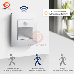 PIR Motion Detector Sensor Led Stair Light Infrared Human Body Induction Lamp Recessed Steps Ladder Staircase Bedroom Decoration