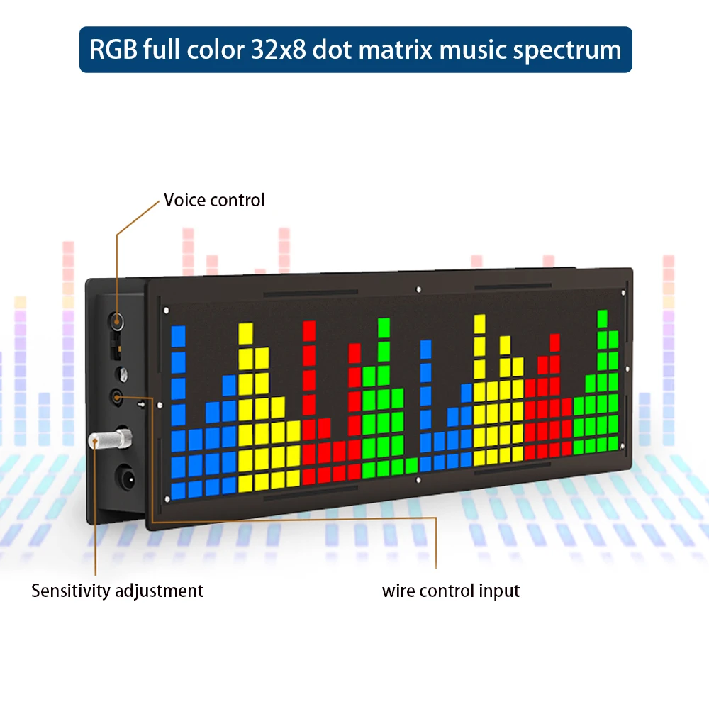 diy electronic music spectrum kit RGB full color 32x8 lattice music spectrum display SMD WS2812 clock diy soldering project