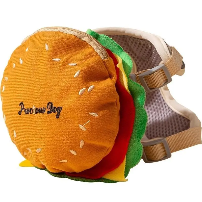 Dog leash, pet burger backpack, vest style chest strap, reflective and anti slip small dog chain for going out