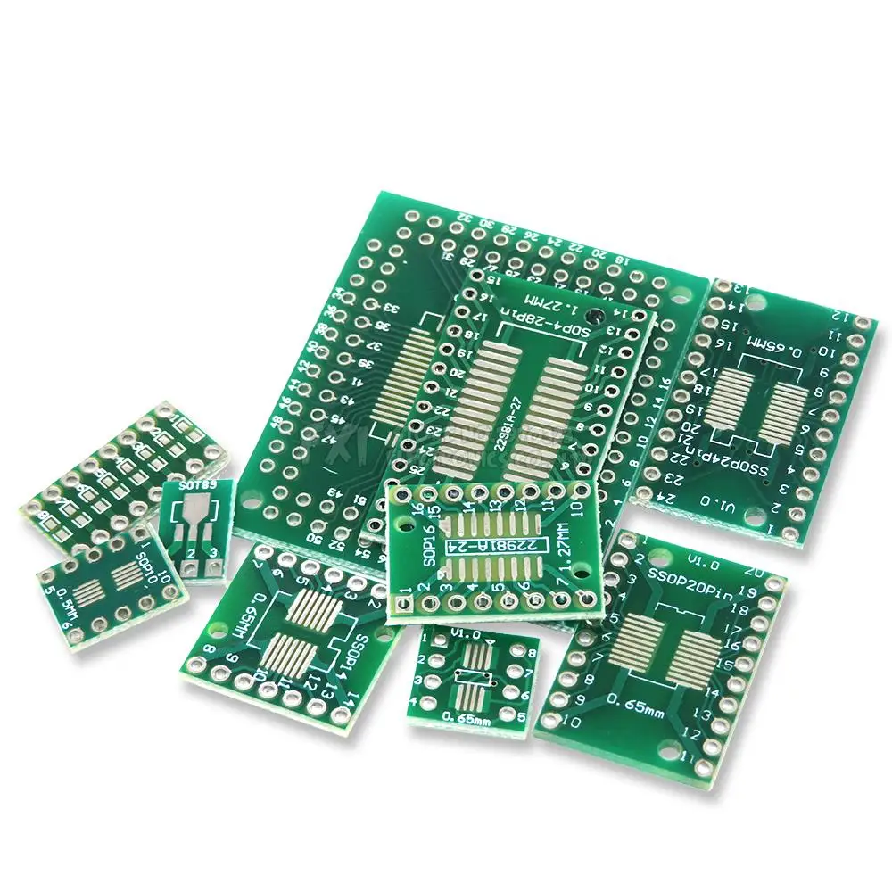 10PCS Transfer Board DIP Pin Board Pitch Adapter SOT89 SOT223 SOP14 SOP20 SOP24 TSSOP8 SSOP8 SOP8 to DIP8 DIP PCB SOP-8 SOP