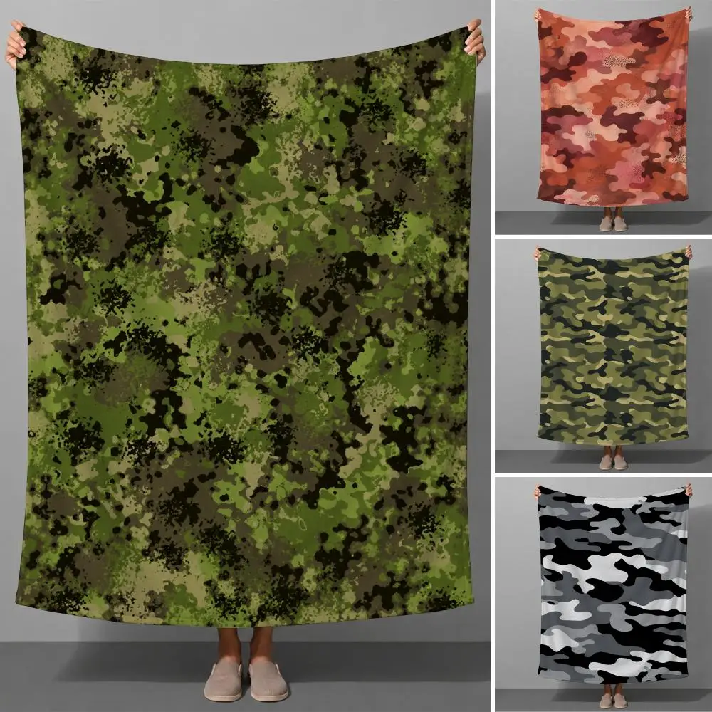 Modern Colorful Camo Graphic Pattern Aesthetic Throw Soft Flannel Throw Blanket for Couch Bed Sofa Warm Cozy All Season
