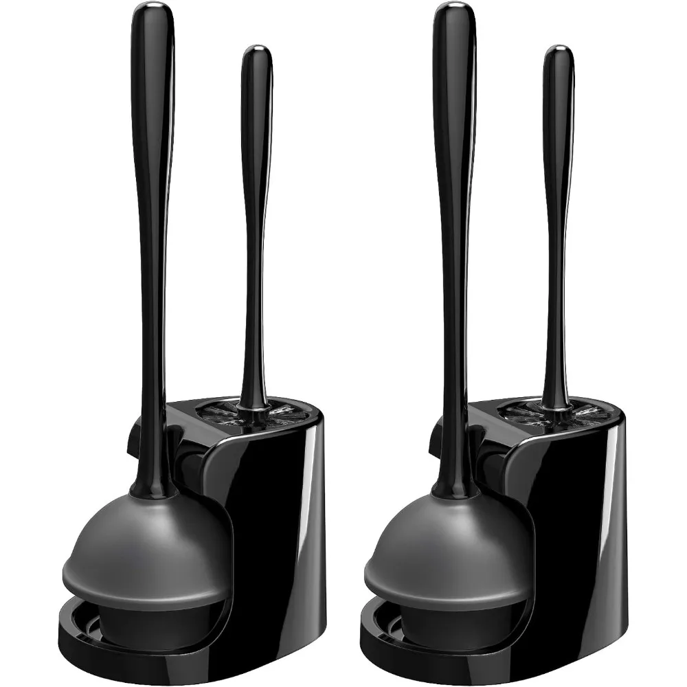 

US Shipping Toilet Plunger and Bowl Brush Combo Set 2 Pack Bathroom Cleaning Tools Black