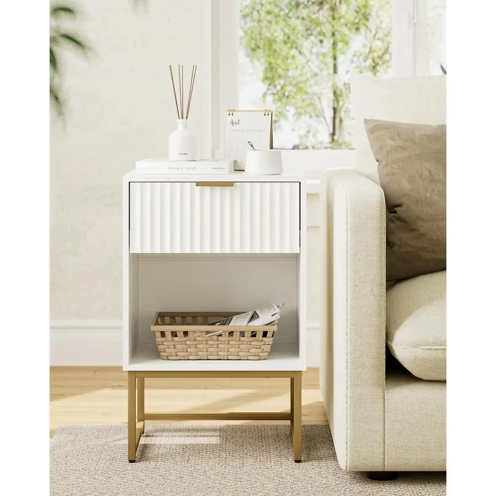 Современная деревянная тумбочка с ящиком, белый приставной столик для спальни, гостиной или офисного хранения вещей