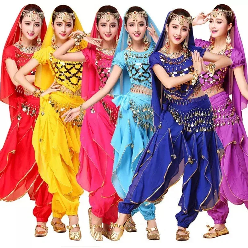 

4PCS Belly Dancing Costume Sets Egyption Egypt Belly Dance Costume Sari Indian Clothing Women Bollywood Indian Bellydance Dress