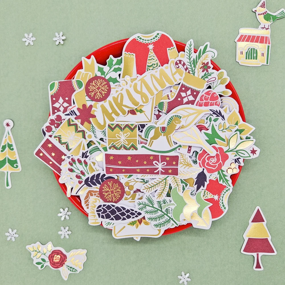 Creative Path Goldfolien-Weihnachts-Journaling-Stanzformen, Weihnachtsbaum-Scrapbooking-Stanzformen, Ephemera-Verzierungen für Bastelarbeiten – Detail 7